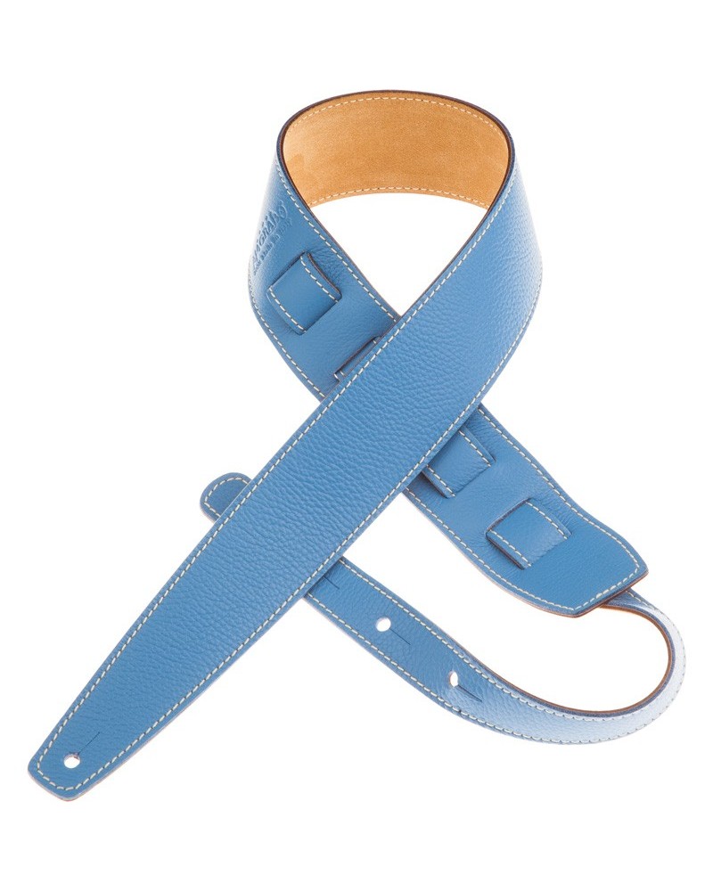 Guitar Strap Blu Genuine Leather 6 Cm Holes HS Colors 