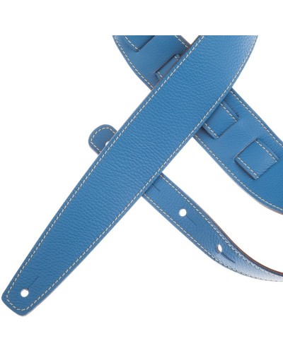 Guitar Strap Blu Genuine Leather 6 Cm Holes HS Colors 