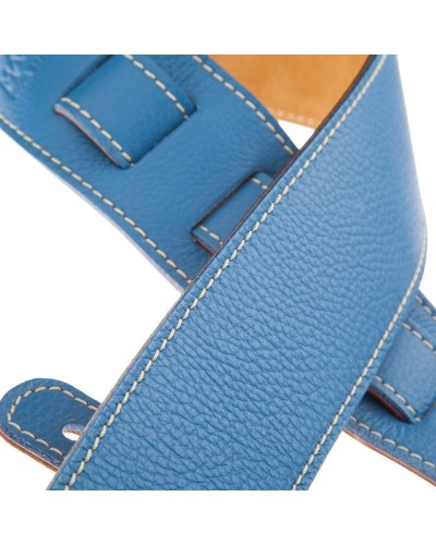 Guitar Strap Blu Genuine Leather 6 Cm Holes HS Colors 