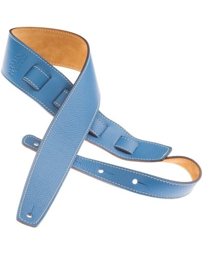 Guitar Strap Blu Genuine Leather 6 Cm Holes HS Colors 