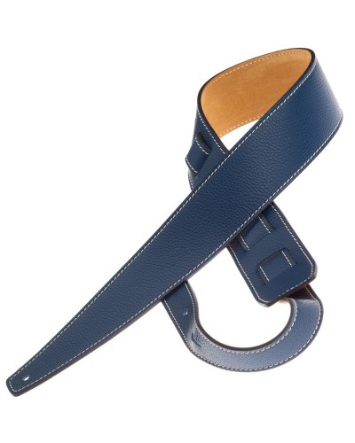 Guitar Strap Blu Genuine Leather 6 Cm Holes HS Colors 