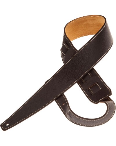 Guitar Strap Brown Genuine Leather 6 Cm Holes HS Colors 