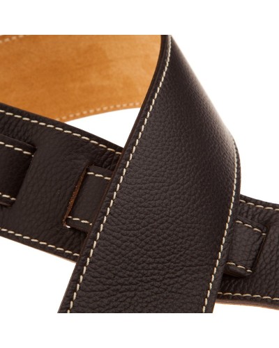 Guitar Strap Brown Genuine Leather 6 Cm Holes HS Colors 