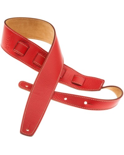 Guitar Strap Red Genuine Leather 6 Cm Holes HS Colors 