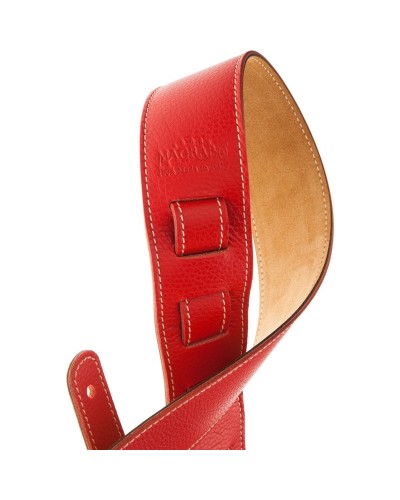 Guitar Strap Red Genuine Leather 6 Cm Holes HS Colors 