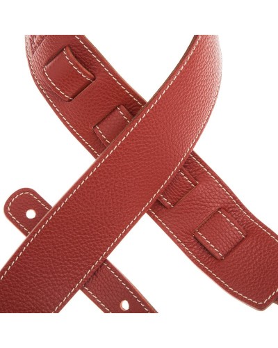 Guitar Strap Red Genuine Leather 6 Cm Holes HS Colors 