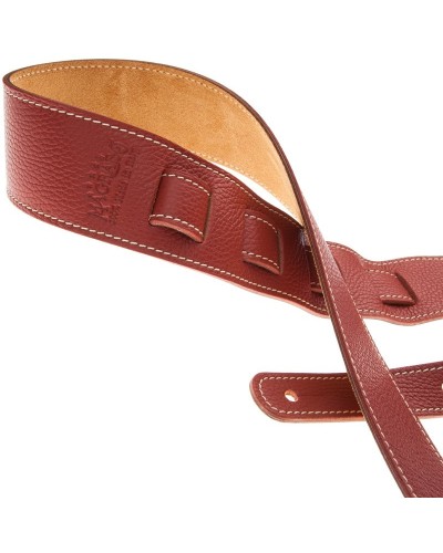 Guitar Strap Red Genuine Leather 6 Cm Holes HS Colors 