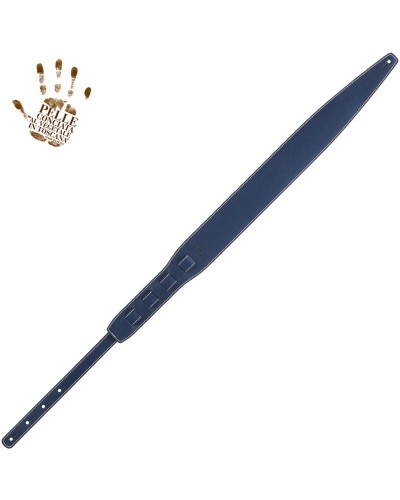 Tracolla per Chitarra e Basso Blu Vera Pelle Conciata Al Vegetale 8 Cm Holes HS Core 