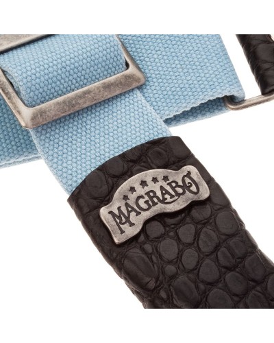 Guitar Strap Celestial Cotton And Genuine Leather 5 Cm Embossed Stripe SC Cotton Washed 