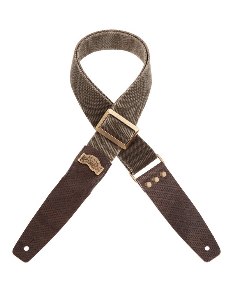 magrabò guitar straps | stripe sc cotton washed olive green 5 cm terminals twinkle grey, recta brass buckle