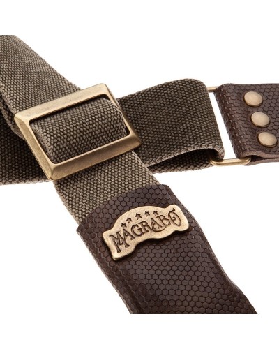 magrabò guitar straps | stripe sc cotton washed olive green 5 cm terminals twinkle grey, recta brass buckle