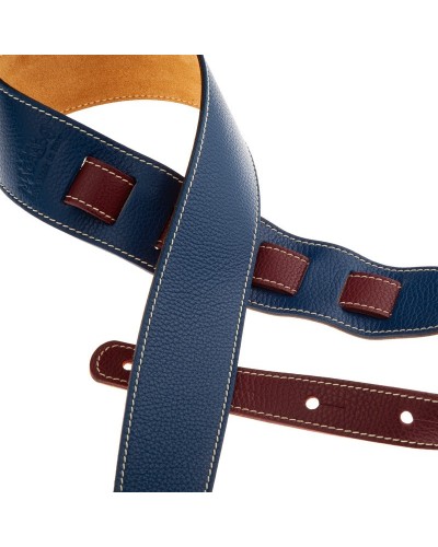 Guitar Strap Blu Genuine Leather 6 Cm Holes HS Colors 