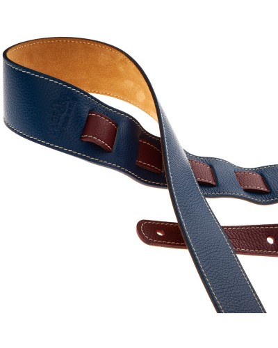 Guitar Strap Blu Genuine Leather 6 Cm Holes HS Colors 