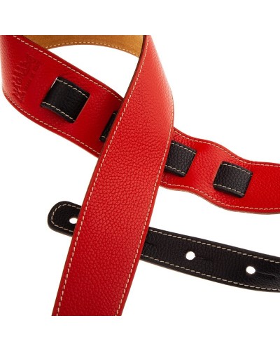 Guitar Strap Red Genuine Leather 6 Cm Holes HS Colors 