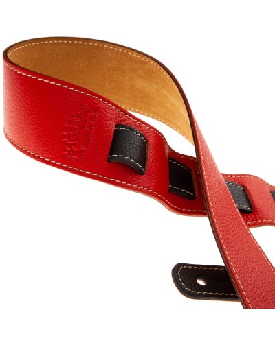 Guitar Strap Red Genuine Leather 6 Cm Holes HS Colors 