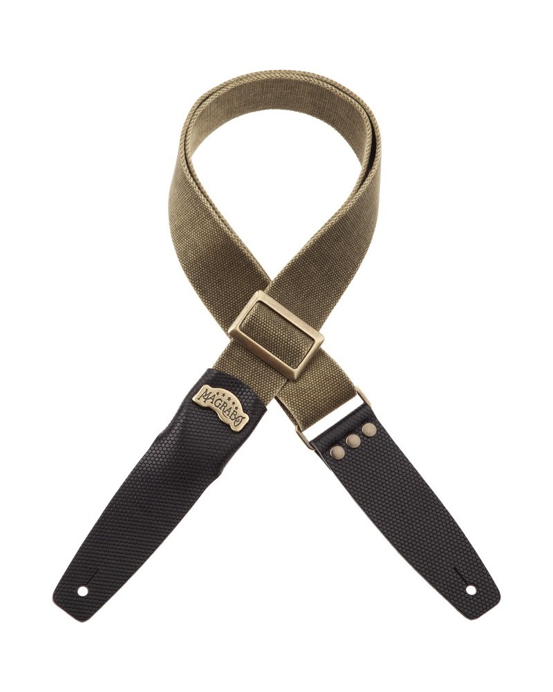 magrabò guitar straps | stripe sc cotton washed olive green 5 cm terminals twinkle black, recta brass buckle