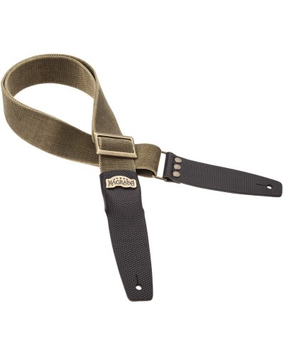 magrabò guitar straps | stripe sc cotton washed olive green 5 cm terminals twinkle black, recta brass buckle