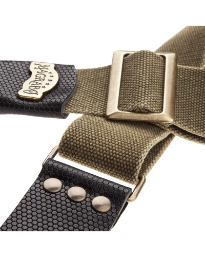 magrabò guitar straps | stripe sc cotton washed olive green 5 cm terminals twinkle black, recta brass buckle