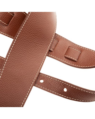 Guitar Strap Brown Genuine Leather 8 Cm Holes HS Colors 