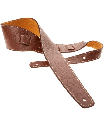 Guitar Strap Brown Genuine Leather 8 Cm Holes HS Colors 