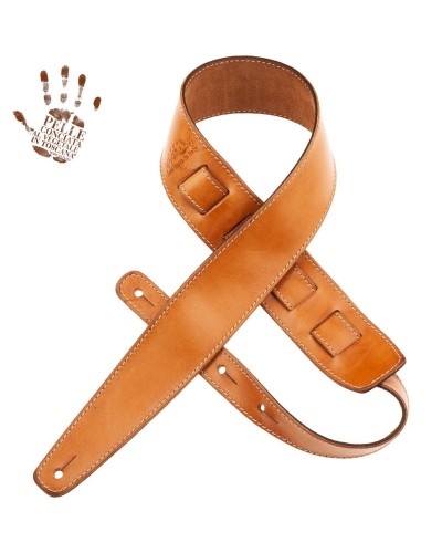 Guitar Strap Beige Certified Vegetable Tanned Leather 6 Cm Holes HS 