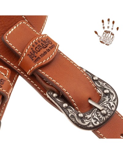 Guitar Strap Brown Certified Vegetable Tanned Leather 7 Cm Sun Twin Buckle TS Core 