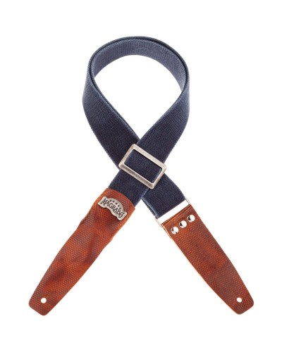 Guitar Strap Blu Cotton And Genuine Leather 5 Cm Twinkle Stripe SC Cotton Washed 