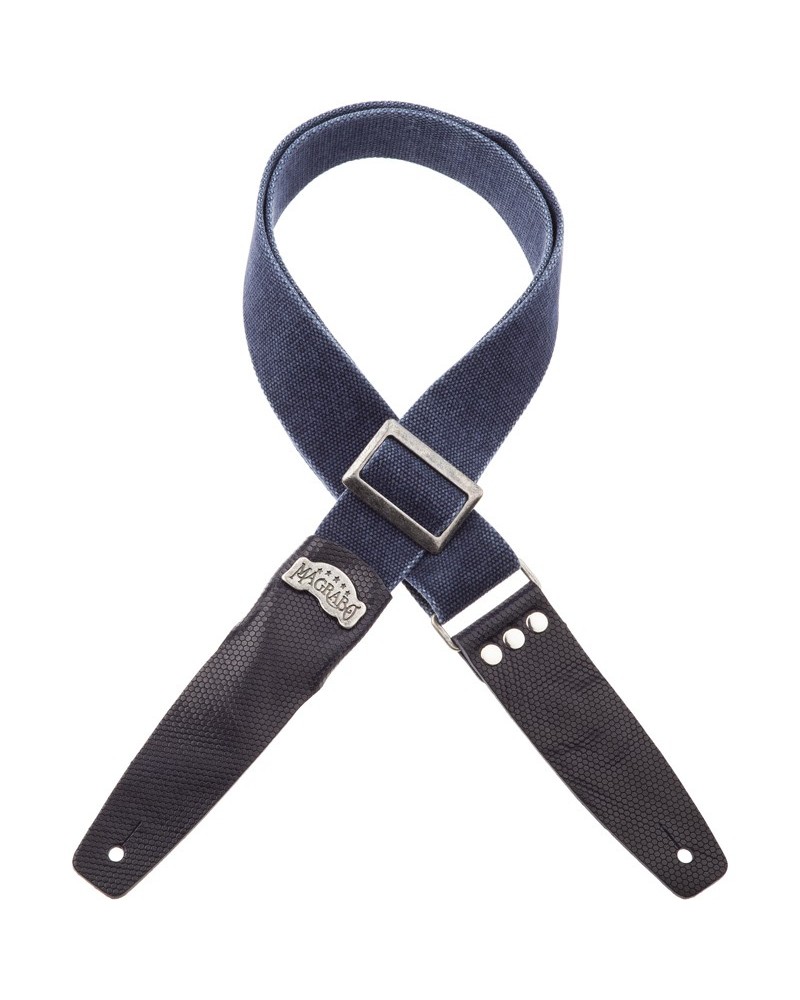 magrabò guitar straps | stripe sc cotton washed blu 5 cm terminals twinkle blu, recta silver buckle