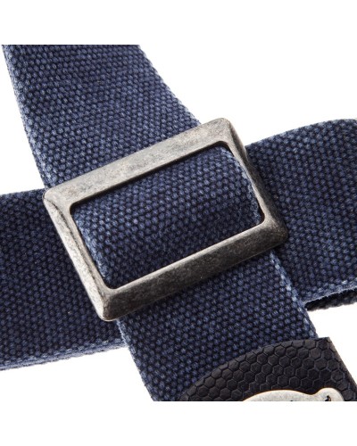 magrabò guitar straps | stripe sc cotton washed blu 5 cm terminals twinkle blu, recta silver buckle