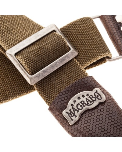 magrabò guitar straps | stripe sc cotton washed olive green 5 cm terminals twinkle grigio, recta silver buckle