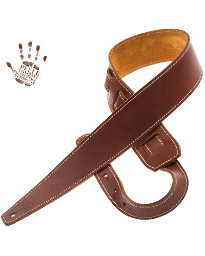 Guitar Strap Brown Certified Vegetable Tanned Leather 6 Cm Holes HS Core 