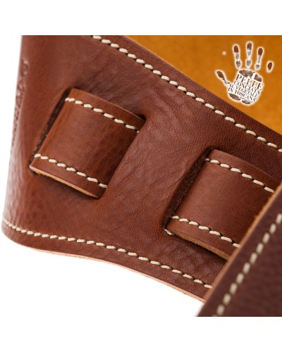 Guitar Strap Brown Certified Vegetable Tanned Leather 8 Cm Holes HS Core 