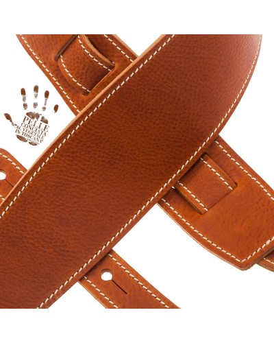 Guitar Strap Brown Certified Vegetable Tanned Leather 8 Cm Holes HS Core 