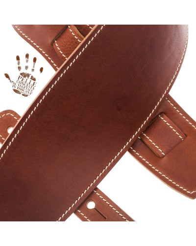 Guitar Strap Brown Certified Vegetable Tanned Leather 10 Cm Holes HS Core 