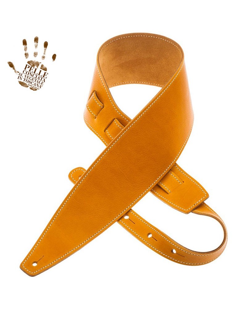 Tracolla per Chitarra e Basso Giallo Vera Pelle Conciata Al Vegetale 10 Cm Holes HS Core 