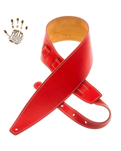 Tracolla per Chitarra e Basso Rosso Vera Pelle Conciata Al Vegetale 10 Cm Holes HS Core 