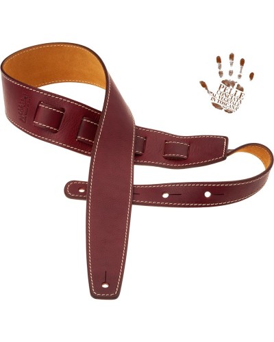 Guitar Strap Bordeaux Certified Vegetable Tanned Leather 6 Cm Holes HS Core 