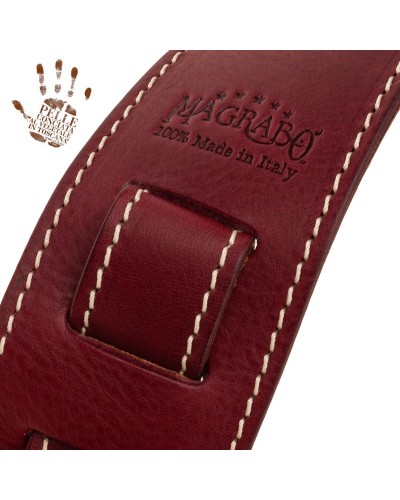 Guitar Strap Bordeaux Certified Vegetable Tanned Leather 6 Cm Holes HS Core 