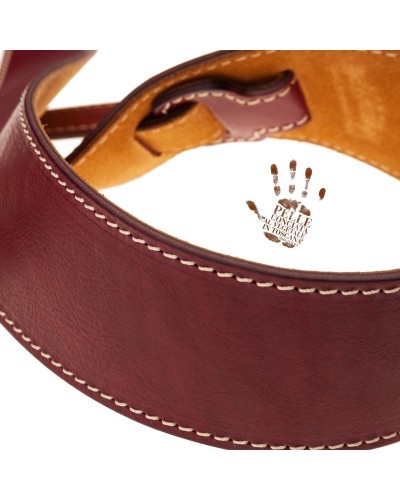 Guitar Strap Bordeaux Certified Vegetable Tanned Leather 6 Cm Holes HS Core 