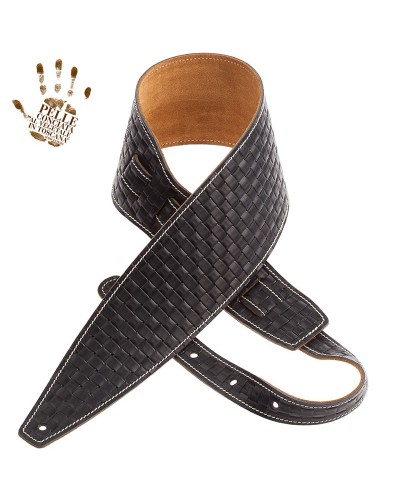 magrabò guitar straps | holes hs embossed intreccio black 10 cm