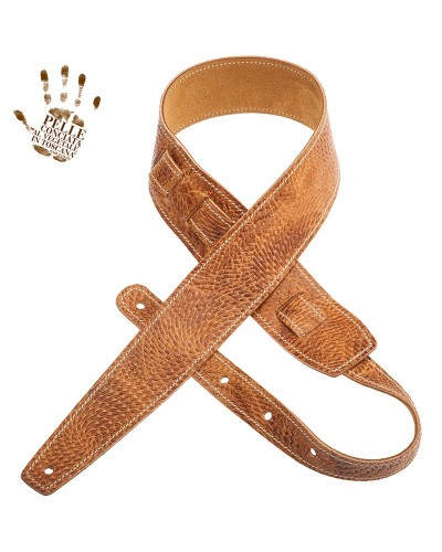 magrabò guitar straps | holes hs embossed swivel light brown 6 cm