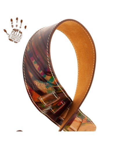 Guitar Strap Multicolor Certified Vegetable Tanned Leather 6 Cm Holes HS Paint 