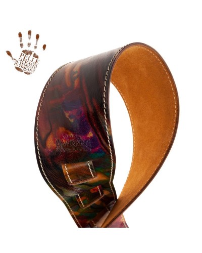 Guitar Strap Multicolor Certified Vegetable Tanned Leather 8 Cm Holes HS Paint 