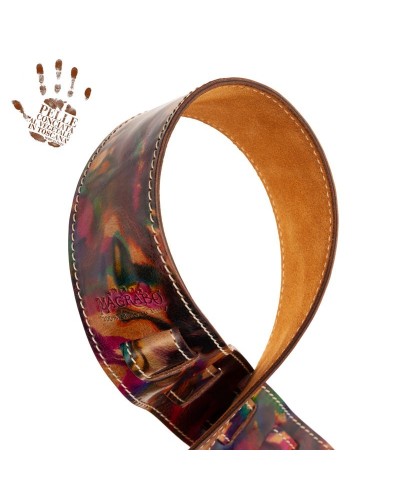 Guitar Strap Multicolor Certified Vegetable Tanned Leather 6 Cm Holes HS Paint 