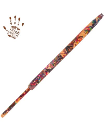 Guitar Strap Multicolor Certified Vegetable Tanned Leather 6 Cm Holes HS Paint 