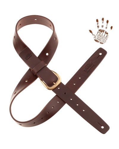 belt & strap cintura in vera pelle di toro marrone scuro 4 cm, fibbia classic ottone