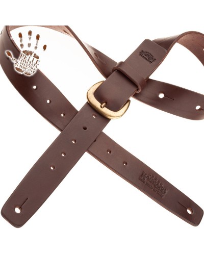 belt & strap cintura in vera pelle di toro marrone scuro 4 cm, fibbia classic ottone