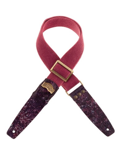 magrabò guitar straps | stripe sc special cotton washed bordeaux 5 cm terminals seurat violet, recta brass buckle