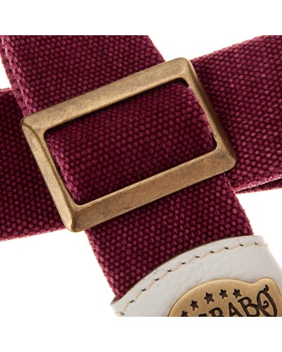 magrabò guitar straps | stripe ss special cotton washed bordeaux 5 cm terminals colors white, recta brass buckle