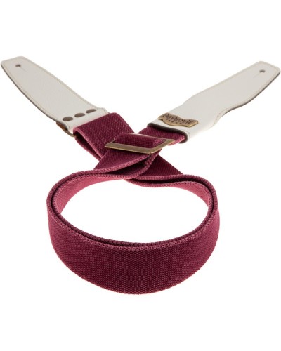 Guitar Strap Bordeaux Cotton And Genuine Leather 5 Cm Colors Stripe SC Cotton Washed 